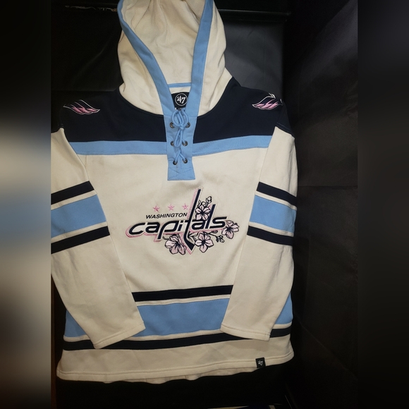47 Cream Washington Capitals Cherry Blossom Lacer HoodieSweater Men' Sz Large